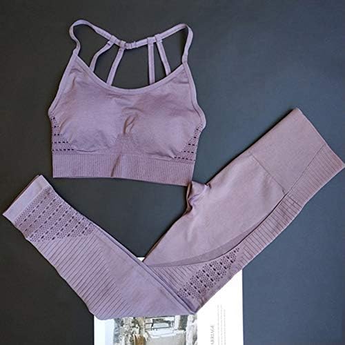 WYLYJTZ Yoga pants Energy Seamless leggings+Strappy Bra 2Pcs Yoga Set Women Fitness Clothing High Waist Yoga leggings Set Running Sportswear
