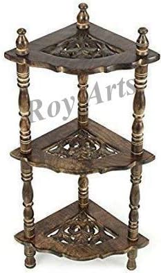 Roy Arts Wooden Mini Corner Rack Side Table Home Decor,Corner Shelf (Brown)