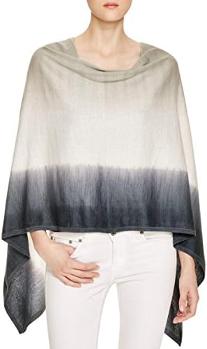 Minnie Rose Womens Dip-Dye Cowl Neck Poncho Sweater Gray O/S