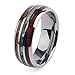 2People Hawaiian Wood and Abalone Shell Tungsten Carbide Rings Wedding Bands for Men