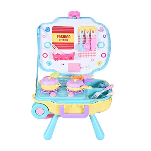 Bravetoshop 3-in-1 Chef Role Toys Pretend Play Kitchen Set with Workbench&Pull Bar Box&Backpack - Thumbnail 7