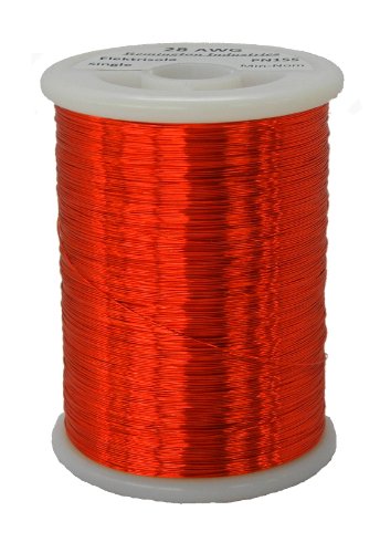 Remington Industries 28SNSP Magnet Wire, Enameled Copper Wire, 28 AWG, 1.0 lb, 2027' Length, 0.0135" Diameter, Red