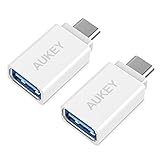 AUKEY USB C Adapter, [2 Pack] USB C to USB 3.0 Adapter Compatible with MacBook Pro 2017/2016, Google Chromebook Pixelbook, Samsung Galaxy S9 / S8 / S8+ / Note 8, Google Pixel 2 / 2XL - White