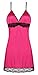 Ekouaer Women's Sexy Nightwear Lace Chemise Nightgown Cotton Sleepwear (S, Rosered)