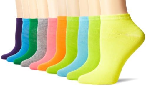 Modern Heritage Women's 10 Pair Pack Solid Low Cut Socks, Neon Bright Combo/Multi, size 9-11