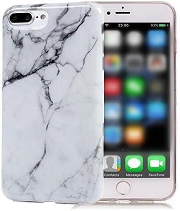 For IPhone 7 Plus Granite Marble Texture Soft TPU Phone Case Anti-Knock Back Cover (White Marble for iphone 7P 5.5”)