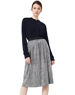 Mango Women's Metallic Pleated Skirt