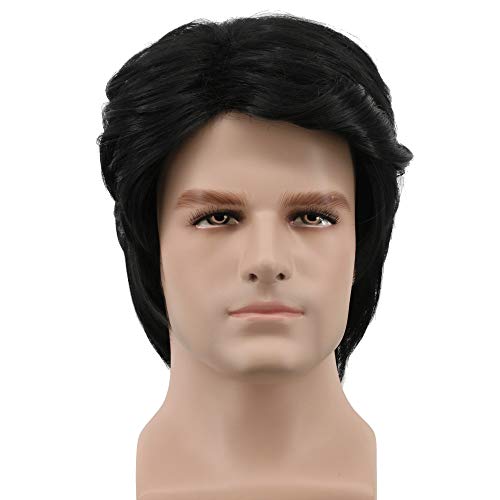Yuehong Short Black Wig Men Party Wig For Cosplay Costume Halloween Hair Wigs