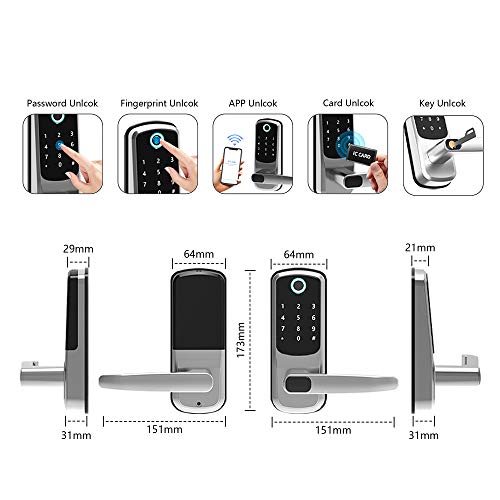 Smart Lock,CATCHFACE Fingerprint Door Lock Bluetooth Smart Lock Front