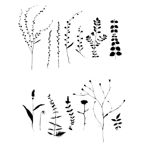 Field Flowers Grass Herbs Set Reusable Stencil A5 A4 A3 & Bigger Sizes Decor / Wild3 (PVC Reusable Stencil, A4 Size - 210 x 297 mm, 8.3 x 11.7 in)