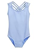 Arshiner Kids Girl Back Hollow Slim Dancing Ballet Camisole Tank Leotard,Blue,Size 140