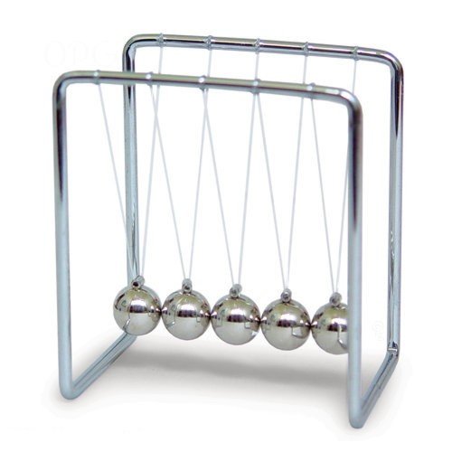 Newton's Cradle with Metal Frame, Balls and Wooden Base - 2.75 Inch