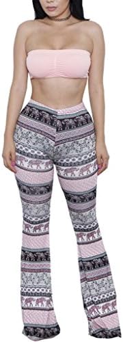 Bamovo Women's Chic Wide Leg Flared Pants Tie Dye Print Flared Bottom Pants S