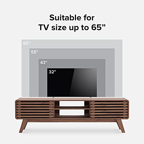 mopio Ensley Mid Century Modern - Soporte para TV de 55/60/65 pulgadas, soporte de TV de granja, centro de entretenimiento con espacio de almacenamiento, TV y consola multimedia para salón (nogal