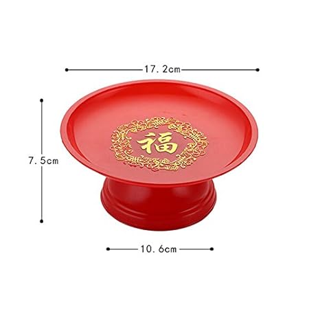 Generic 7 Inch Red Plastic Consecrate Buddha Plate Booming
