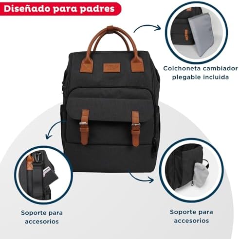 - Saco de mudar ESCAPADE - Saco de mudar de bebé - Saco de mudar de bebé - Saco de mudar de bebé para menino e rapariga - Confortável - Prático para saídas com o bebé - Cinzento escuro