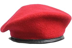 LUOEM Unisex Adjustable Pure Beret Hat Women Spring Autumn Driving Cap Classic French Beret Red