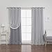 Best Home Fashion uMIXm Mix and Match Tulle Sheer Lace and Blackout 4 Piece Curtain Set – Antique Bronze Grommet Top – Grey - 52