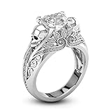 DALARAN Cubic Zirconia Skull Rings for Women Mom Sister Eternity Flower Ring Size 8 Fashion Jewelry