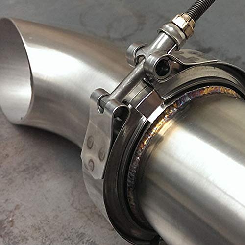 3''Exhaust Pipe Clamp,SS304 V-Band Clamp Stainless Steel M/F 3v Band Turbo Exhaust Downpipe For Flanged Filter Racks, Turbocharging Systems,Exhaust Systems,And Industrial Applications (Silver)