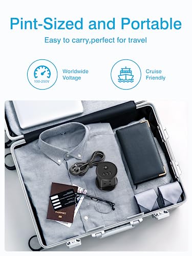 Cube Extension Lead with USB, UK 7-in-1 Power Strip with 3 USB Ports (5V/2.4A) Chiefox 4 Way Extension Cable Socket with Switch, 3M Multi Plug Extension Cords for Home Office Travel Dorm Room- Black