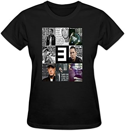Women's Eminem Rap God Lyrics Logo O Neck Short Sleeve T-shirt XL Black