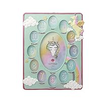 Mozlly Mint Green Unicorn Baby First Year Collage Photo Frame Standard 4 X 6 Inch Photo at The Center Nursery Room Decor Mythical Fantasy Creature Picture Frame for Baby Girls from Birth to 1 Year