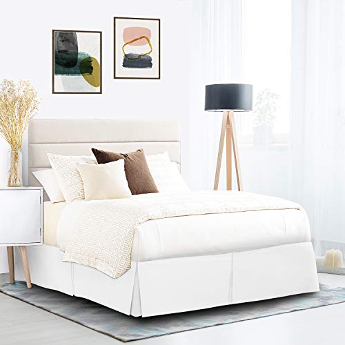 Nestl White Bed Skirt Queen Size 14 Inch Drop Brushed Microfiber