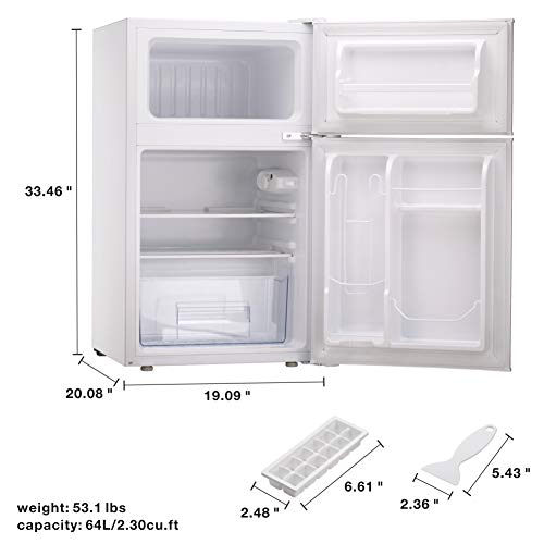 Antarctic Star Compact Mini Refrigerator Separate Freezer, Small Fridge