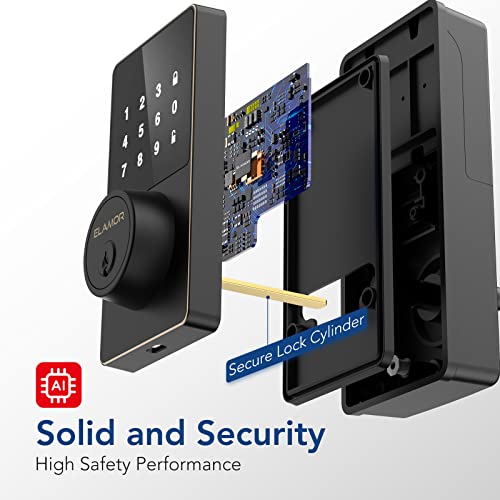 Smart Lock with Bluetooth, Keyless Entry Door Lock with Touchscreen Keypads, Easy to Install, App Unlock, 50 User Codes, Security Waterproof Electronic Deadbolt Lock for Front Door, Home Use