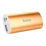 Yoobao 5200mAh Ultra-Compact Power Bank Small Portable Charger Lightweight External Charger Battery Backup Powerbank Phone Charger Compatible iPhone Samsung Galaxy iPad Cell Phones Smartphones - Gold.