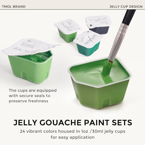 Gouache Paints Set, 24 Colors x 30ml Gouache Paint with 12 Brushes, Gouche Painting for Creative