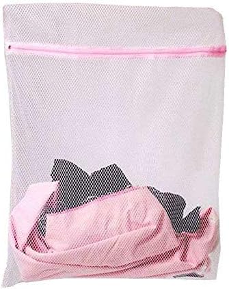 WestHOME Mesh Laundry Bags for Washing Machines with Pink Zips, Net Washing Bag for Delicates, Underwear, Socks, Bras - Multi Sizes (XL (60x70cm))
