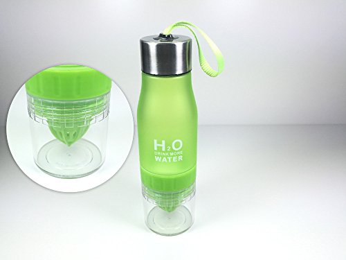 CoolKo Newest Leak Proof Portable 650ML GreenH2O Infuser Sports Water Bottle Health Juice Fruit Squeezer Cup, Own Natural Flavored Fuit Infused Water for Healthy Drinks - Stainless Steel Bottle - Thumbnail 3