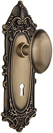 Nostalgic Warehouse Victorian Plate with Keyhole Homestead Knob, Passage - 2.75", Antique Brass