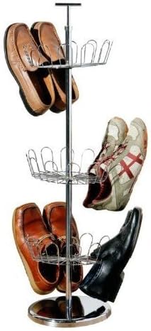 3 Tier Revolving Chrome Shoe Tree Carousel for up to 18 Pairs by Tszuji