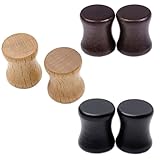 JOVIVI® 6pc Mix-color Organic Wood Double Flared Saddle Ear Tunnels Plugs Expander Punk Jewelry