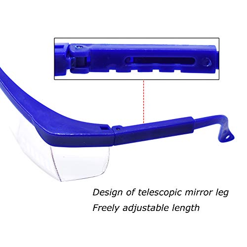 Oral Dentistry Dental Goggles Glasses Clear Safety Glasses with Anti-Fog Lens,Blue Frame