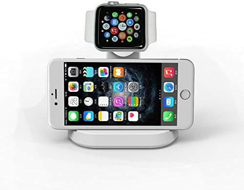Sunnystore Apple Watch Stand, 2 in 1 Charging Stand Dock Docking Station Holder with Built-in Insert Slots for Apple Watch 38mm/42mm Series 2 &amp; iPhone SE 5S 5C 5 6 6S 7 Plus (White)