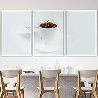 3 Piece Framed Canvas Wall Art Coffee Canvas Prints Home Artwork Decoration for Living Room,Bedroom - 16