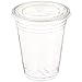 Durameg [100 Count - 16 oz. Crystal Clear PET Plastic Disposable Cups with [No-Slot Flat Lids]