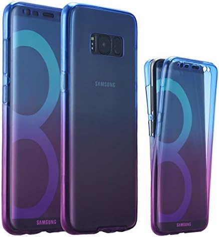 Galaxy S8 Case, LONTECT Soft TPU Crystal Clear Slim 360 Degree Full Body Protective Cover Case for Samsung Galaxy S8 - Blue Purple