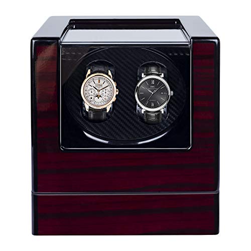 Kalawen Automatic Double Watch Winder Box for All Automatic Mechanical Watches with Quiet Motor AC Adapter or Battery Powered for 2 Men's or Ladies', Black - Thumbnail 7