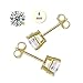 Noureda 14K Yellow Gold Stud Earring Aprx 1 Carat Total Weight, 4mm Each Princess Cut Simulated Diamond Earring. Set on High Quality Prong Setting & Friction Style Post – Crazy2Shop