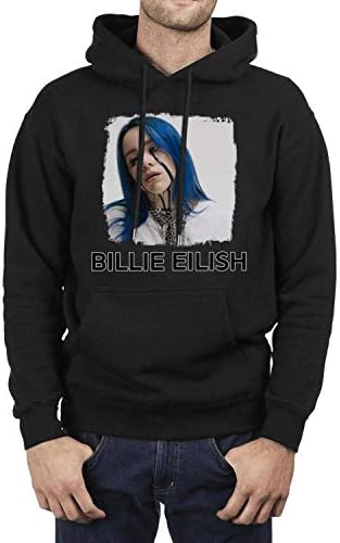 Men Fleece Warm Long Sleeve Billie-Eilish Hoodie Kangaroo Pocket Pullover