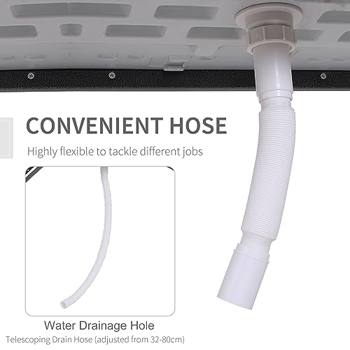 Outsunny Folding Fish Cleaning Table with Sink, Portable Camping Table with Faucet Drainage Hose