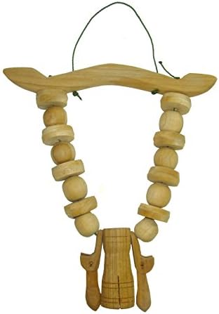 NareeGreen Asian Farmer Wall Hanging Decor Teak Wooden Farmer Buffalo Skull