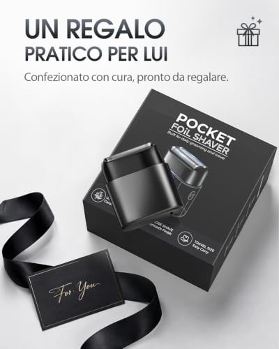 Rasoio Elettrico Barba Uomo, Mini Shaver da Viaggio Compatto 90g