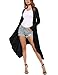 Meaneor Women's Casual Long Sleeve Waterfall Draped Open Front Knit Cardigan Sweater Black XXL