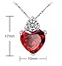 Tyjewelry 14k Gold Plated Crystal Heart Shape Pendant Necklaces for Women (Red,18